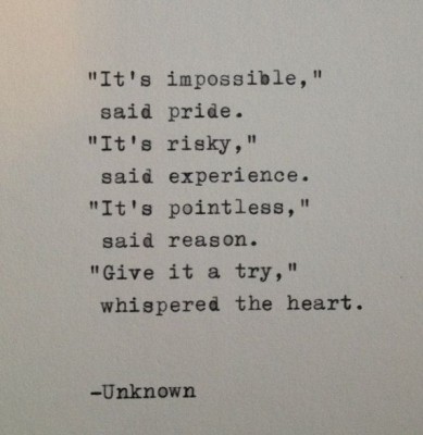 Give it a try whispered the heart.